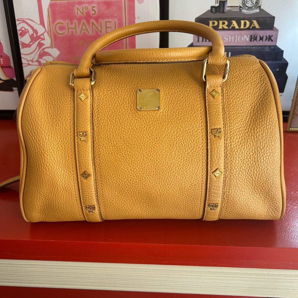 MCM Butterscotch Soft Pebble Leather Boston Bag (Private Collection)